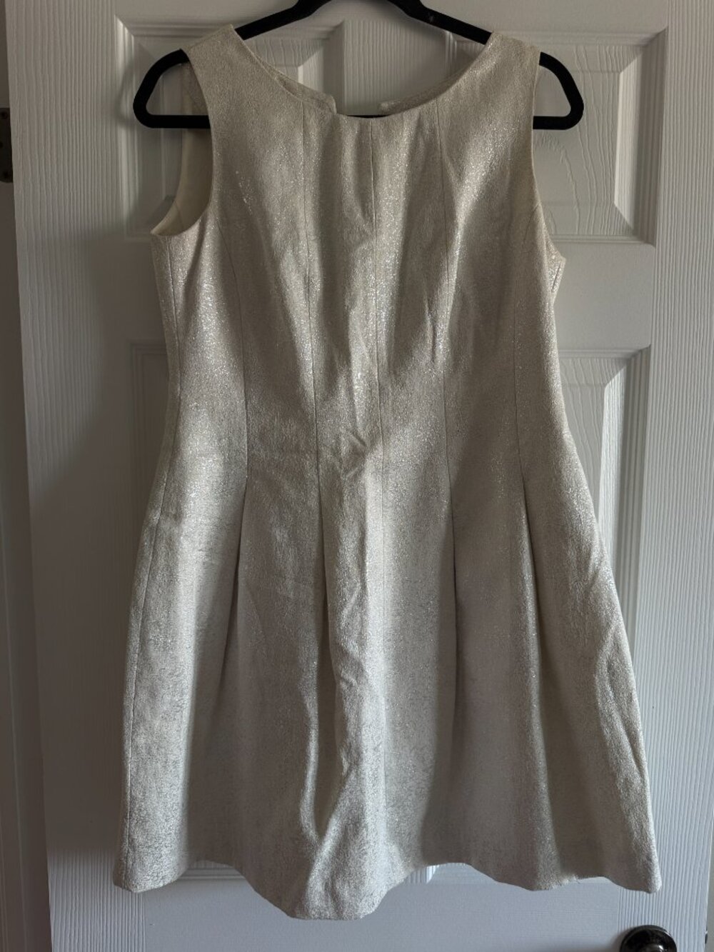 Zara Basic Metallic White and Silver Fit & Flare Party Dress L